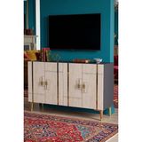 Yumedi Design KA1242ATG - Ilay Konsol, Tv Sehpası, Çok Amaçlı Dolap ve Kahve Köşesi 120CM Antrasit-Traverten-Gold - Antrasit - Traverten - Gold