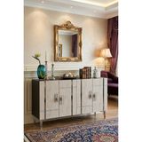 Yumedi Design KA1242ATS - Ilay Konsol, Tv Sehpası, Çok Amaçlı Dolap ve Kahve Köşesi 120CM Antrasit-Traverten-Silver