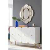 Yumedi Design KA1297BG - Elifa Konsol, Tv Sehpası, Çok Amaçlı Dolap ve Kahve Köşesi 120CM Beyaz- Gold - Beyaz - Altın