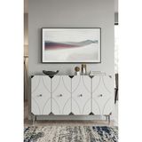 Yumedi Design KA1297BS - Elifa Konsol, Tv Sehpası, Çok Amaçlı Dolap ve Kahve Köşesi 120CM Beyaz- Silver - Beyaz - Gümüş