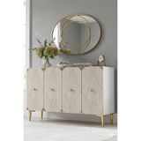 Yumedi Design KA1297BTG - Elifa Konsol, Tv Sehpası, Çok Amaçlı Dolap ve Kahve Köşesi 120CM Beyaz- Traverten - Gold - Beyaz Mermer