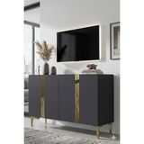 Yumedi Design KA1298AG - Cherry Konsol, Tv Sehpası, Çok Amaçlı Dolap ve Kahve Köşesi 120CM Antrasit-Gold - Antrasit - Altın