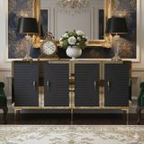 Yumedi Design KA1508AG- Kerem Konsol, Tv Sehpası, Çok Amaçlı Dolap ve Kahve Köşesi 150CM Antrasit-Gold - Antrasit - Altın