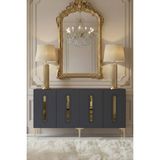 Yumedi Design KA1520AG - Ethema Konsol, Tv Sehpası, Çok Amaçlı Dolap ve Kahve Köşesi 150CM Antrasit-Gold - Antrasit - Altın