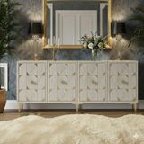 Yumedi Design KA1523BTG - Rabbit Konsol ,tv Sehpası , Çok Amaçlı Dolap, Kahve Köşesi 150 cm Beyaz-Traverten-Gold - Beyaz Mermer