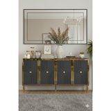 Yumedi Design KA1526AG - Temtem Konsol ,tv Sehpası , Çok Amaçlı Dolap, Kahve Köşesi 150 cm Antrasit-Gold - Antrasit - Altın