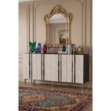Yumedi Design KA1530ATS - Sofia Konsol, Tv Sehpası, Çok Amaçlı Dolap ve Kahve Köşesi 150CM Antrasit-Traverten-Silver