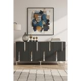 Yumedi Design KA1531AS - Ilhaniye Konsol, Tv Sehpası, Çok Amaçlı Dolap ve Kahve Köşesi 150CM Antrasit-Silver - Antrasit - Gümüş