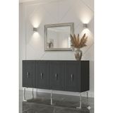 Yumedi Design KA1539AS - Zülbia Konsol, Tv Sehpası, Çok Amaçlı Dolap ve Kahve Köşesi 150CM Antrasit-Silver - Antrasit - Gümüş