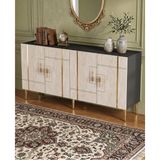 Yumedi Design KA1542ATG - Ilay Konsol, Tv Sehpası, Çok Amaçlı Dolap ve Kahve Köşesi 150CM Antrasit-Traverten-Gold - Antrasit - Traverten - Gold
