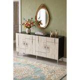 Yumedi Design KA1542ATS - Ilay Konsol, Tv Sehpası, Çok Amaçlı Dolap ve Kahve Köşesi 150CM Antrasit-Traverten-Silver