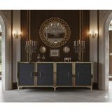 Yumedi Design KA1801AG - Kerem Konsol, Tv Sehpası, Çok Amaçlı Dolap ve Kahve Köşesi 180CM Antrasit-Gold - Antrasit - Altın