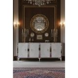 Yumedi Design KA1801BS - Kerem Konsol, Tv Sehpası, Çok Amaçlı Dolap ve Kahve Köşesi 180CM Beyaz-Silver - Beyaz - Gümüş