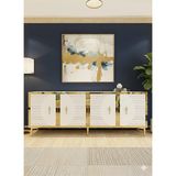 Yumedi Design KA1801DBG - Kerem Konsol, Tv Sehpası, Çok Amaçlı Dolap ve Kahve Köşesi 180CM Safirmeşe-Beyaz-Gold - Safirmeşe - Altın