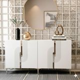 Yumedi Design KA1804BS - Dünya Konsol, Tv Sehpası, Çok Amaçlı Dolap ve Kahve Köşesi 180CM Beyaz-Silver - Beyaz - Gümüş