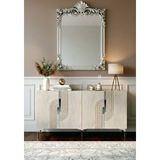 Yumedi Design KA1804BTS - Dünya Konsol, Tv Sehpası, Çok Amaçlı Dolap ve Kahve Köşesi 180CM Beyaz-Traverten-Silver - Traventen