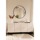 Yumedi Design KA1806BT - Stoyan Konsol, Tv Sehpası, Çok Amaçlı Dolap ve Kahve Köşesi 180CM Beyaz-Traverten - Traventen