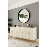 Yumedi Design KA1808BT - Shumen Konsol, Tv Sehpası, Çok Amaçlı Dolap ve Kahve Köşesi 180CM Beyaz-Traverten - Beyaz Mermer