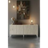 Yumedi Design KA1809BT - Gümüş Konsol ,tv Sehpası , Çok Amaçlı Dolap, Kahve Köşesi 180 cm Beyaz-Traverten - Beyaz Mermer