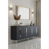 Yumedi Design KA1810AS - Ethema Konsol ,tv Sehpası , Çok Amaçlı Dolap, Kahve Köşesi 180 cm Antrasit-Silver - Antrasit - Gümüş