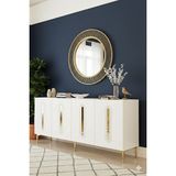 Yumedi Design KA1810BG - Ethema Konsol ,tv Sehpası , Çok Amaçlı Dolap, Kahve Köşesi 180 cm Beyaz - Gold - Beyaz - Altın