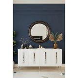 Yumedi Design KA1810BS - Ethema Konsol ,tv Sehpası , Çok Amaçlı Dolap, Kahve Köşesi 180 cm Beyaz-Silver - Beyaz - Gümüş
