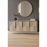 Yumedi Design KA1811BTG - Temtem Konsol ,tv Sehpası , Çok Amaçlı Dolap, Kahve Köşesi 180 cm Beyaz-Traverten-Gold - Beyaz Mermer