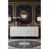Yumedi Design KA1812BS - Ayshe Konsol ,tv Sehpası , Çok Amaçlı Dolap, Kahve Köşesi 180 cm Beyaz-Silver - Beyaz - Gümüş