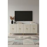 Yumedi Design KA1812BTG - Ayshe Konsol ,tv Sehpası , Çok Amaçlı Dolap, Kahve Köşesi 180 cm Beyaz-Traverten-Gold - Beyaz Mermer