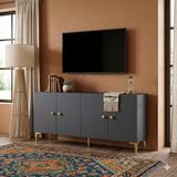 Yumedi Design KA1817A - Squarel Konsol, Tv Sehpası, Çok Amaçlı Dolap ve Kahve Köşesi 180CM Antrasit