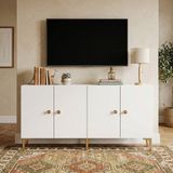 Yumedi Design KA1817B - Squarel Konsol, Tv Sehpası, Çok Amaçlı Dolap ve Kahve Köşesi 180CM Beyaz