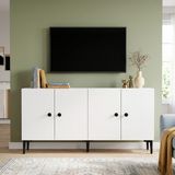 Yumedi Design KA1818B - Sherifa Konsol, Tv Sehpası, Çok Amaçlı Dolap ve Kahve Köşesi 180CM Beyaz