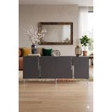 Yumedi Design KA1828AS - Meba Konsol, Tv Sehpası, Çok Amaçlı Dolap ve Kahve Köşesi 180CM Antrasit-Silver - Antrasit - Gümüş