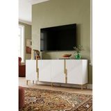 Yumedi Design KA1828BG - Meba Konsol, Tv Sehpası, Çok Amaçlı Dolap ve Kahve Köşesi 180CM Beyaz-Gold - Beyaz - Altın