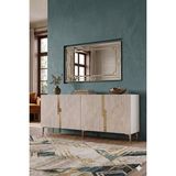 Yumedi Design KA1828BTG - Meba Konsol, Tv Sehpası, Çok Amaçlı Dolap ve Kahve Köşesi 180CM Beyaz-Traverten-Gold - Beyaz Mermer