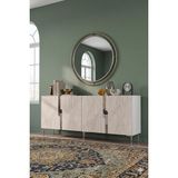 Yumedi Design KA1828BTS - Meba Konsol, Tv Sehpası, Çok Amaçlı Dolap ve Kahve Köşesi 180CM Beyaz-Traverten-Silver - Traventen
