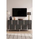 Yumedi Design KA1831AS - Ilhaniye Konsol, Tv Sehpası, Çok Amaçlı Dolap ve Kahve Köşesi 180CM Antrasit-Silver - Antrasit - Gümüş