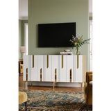 Yumedi Design KA1831DBG - Ilhaniye Konsol, Tv Sehpası, Çok Amaçlı Dolap ve Kahve Köşesi 180CM Safirmeşe-Beyaz-Gold - Safirmeşe - Beyaz - Gold