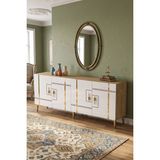 Yumedi Design KA1842DBG - Ilay Konsol, Tv Sehpası, Çok Amaçlı Dolap ve Kahve Köşesi 180CM Safirmeşe-Beyaz-Gold - Safirmeşe - Beyaz - Gold