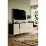 Yumedi Design KA1898ATS - Cherry Konsol, Tv Sehpası, Çok Amaçlı Dolap ve Kahve Köşesi 180CM Antrasit-Traverten-Silver - Antrasit - Gümüş