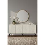 Yumedi Design KA1899BT - Didema Konsol, Tv Sehpası, Çok Amaçlı Dolap ve Kahve Köşesi 180CM Beyaz-Traverten - Beyaz Mermer