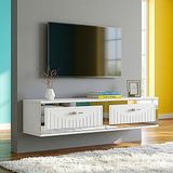 Yumedi Design TDA1206BS -Kerem Duvara Montaj Tv Stand , Tv Sehpası 120CM Beyaz-Silver - Beyaz - Gümüş