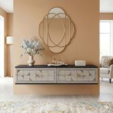 Yumedi Design TDA1207ATG -Rabbit Duvara Montaj Tv Stand , Tv Sehpası 120CM Antrasit-Traverten-Gold - Antrasit - Traverten
