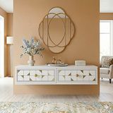 Yumedi Design TDA1207BG -Rabbit Duvara Montaj Tv Stand , Tv Sehpası 120CM Beyaz-Gold - Beyaz - Altın