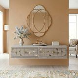 Yumedi Design TDA1207BTG -Rabbit Duvara Montaj Tv Stand , Tv Sehpası 120CM Beyaz-Traverten-Gold - Beyaz Mermer
