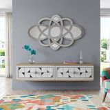 Yumedi Design TDA1207DBS -Rabbit Duvara Montaj Tv Stand , Tv Sehpası 120CM Safirmeşe-Beyaz-Silver - Safir Meşe - Beyaz - Gümüş