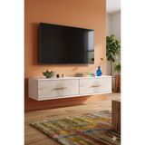 Yumedi Design TDA1215BT -Shumen Duvara Montaj Tv Stand , Tv Sehpası 120CM Beyaz-Traverten - Beyaz Mermer