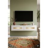Yumedi Design TDA1220BG -Ethema Duvara Montaj Tv Stand , Tv Sehpası 120CM Beyaz-Gold - Beyaz - Altın