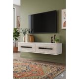 Yumedi Design TDA1220BTS -Ethema Duvara Montaj Tv Stand , Tv Sehpası 120CM Beyaz-Traverten-Silver - Beyaz - Traverten