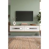 Yumedi Design TDA1220DBS -Ethema Duvara Montaj Tv Stand , Tv Sehpası 120CM Safirmeşe-Beyaz-Silver - Safir Meşe - Beyaz - Gümüş
